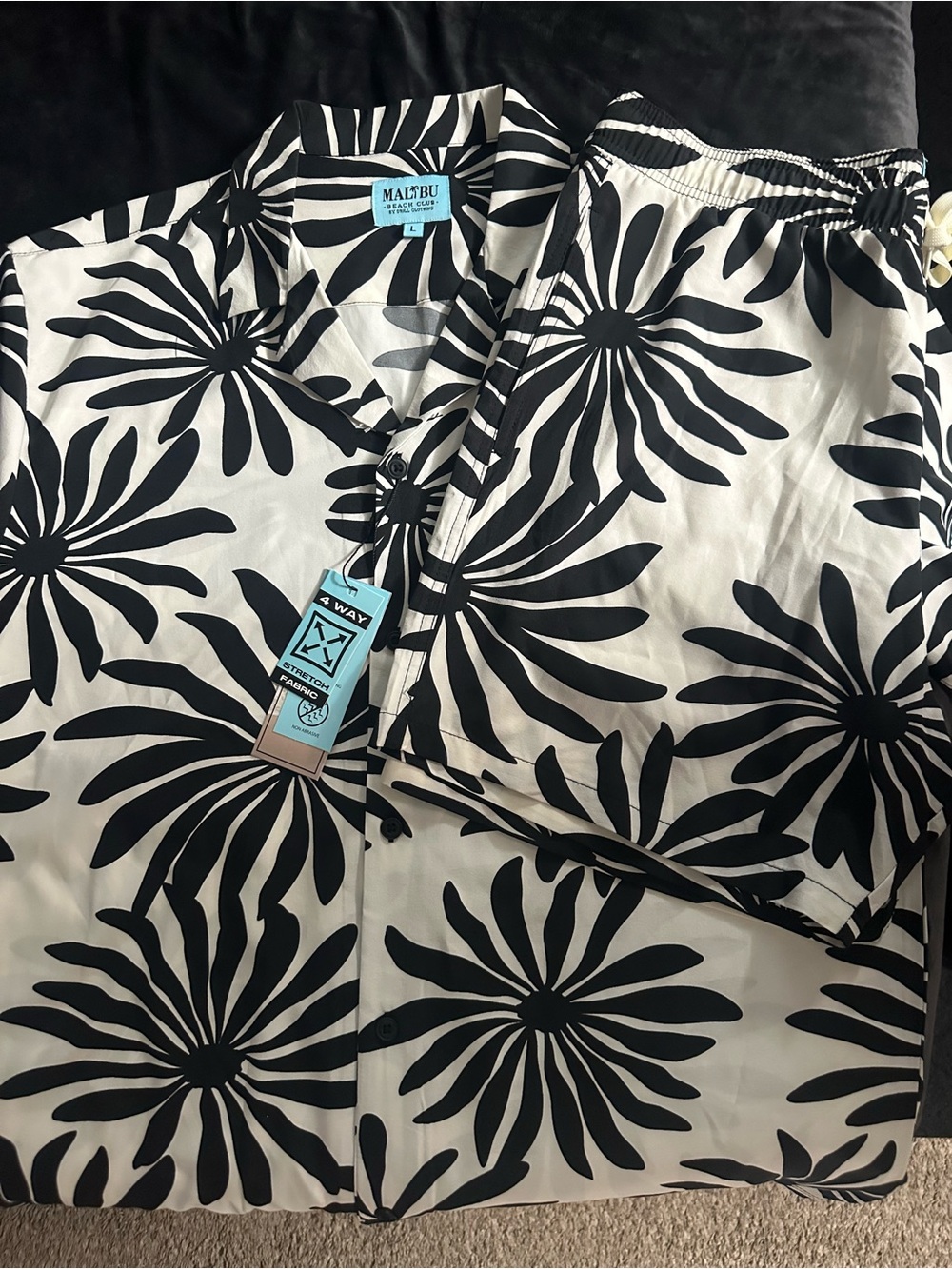 Malibu Life Black & White Floral Button-Up Set